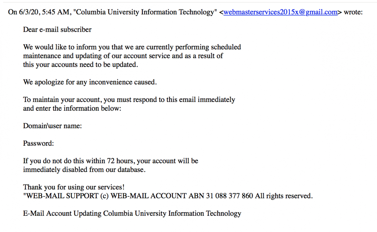 Credentials Needed ASAP CUIMC Information Technology